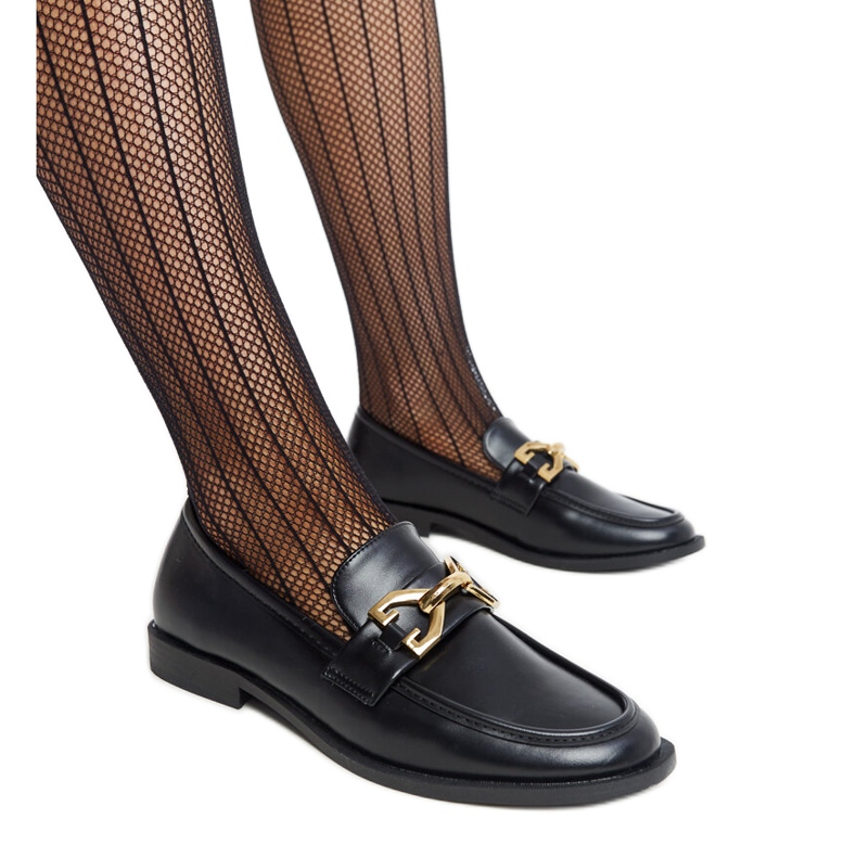 Mocasini cu catarama neagra Lea negru