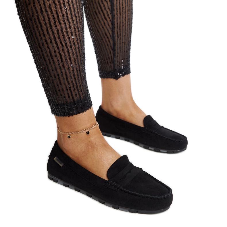 Mocasini de piele intoarsa neagra Nafisah negru