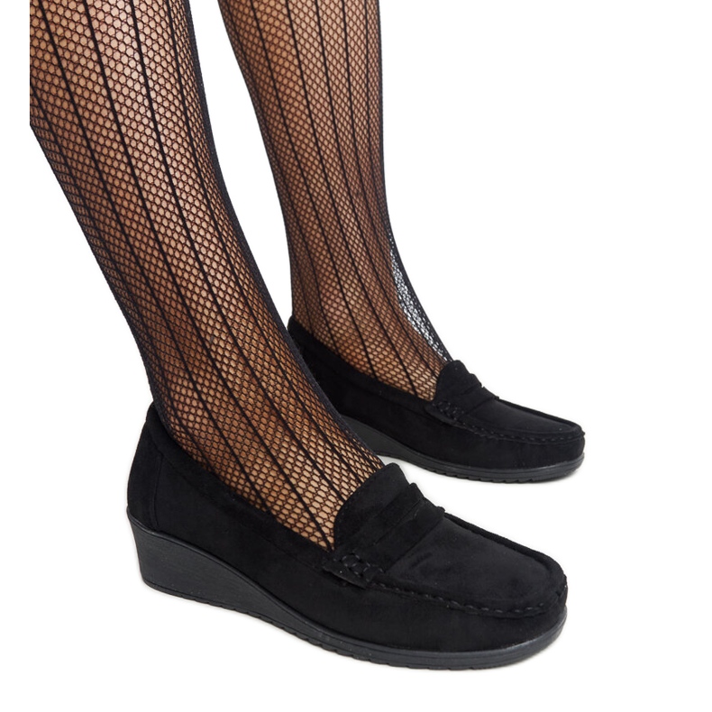 Mocasini negru din piele intoarsa Sakena