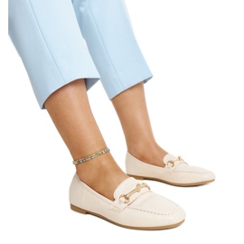 Mocasini decorativi bej deschis de la Docherty