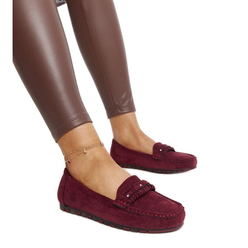 Mocasini bordeaux cu curea decorativă de la Widaad roșu