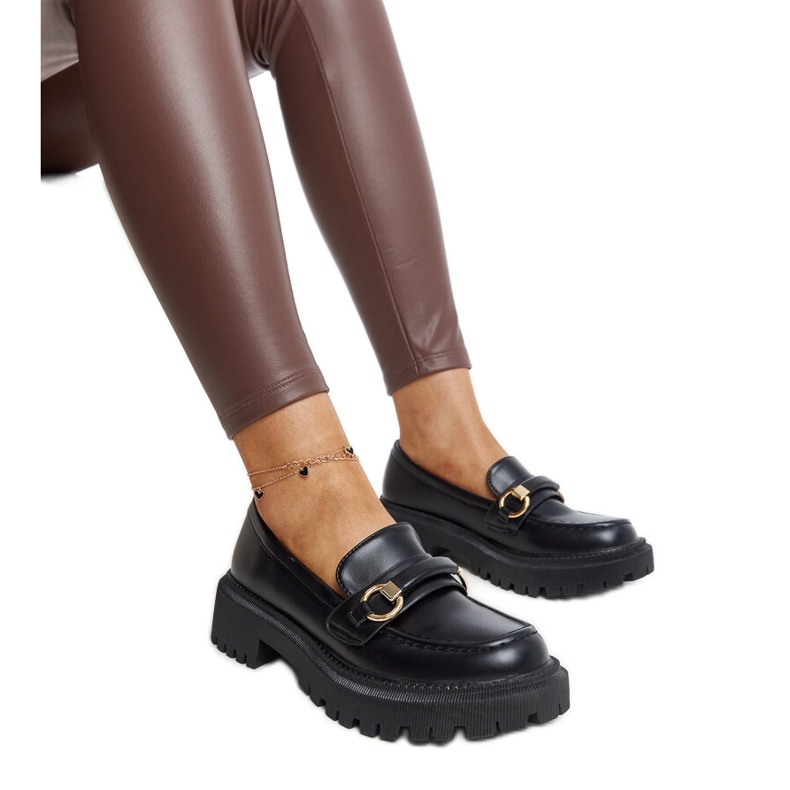 Mocasini negri cu catarama Lasima negru