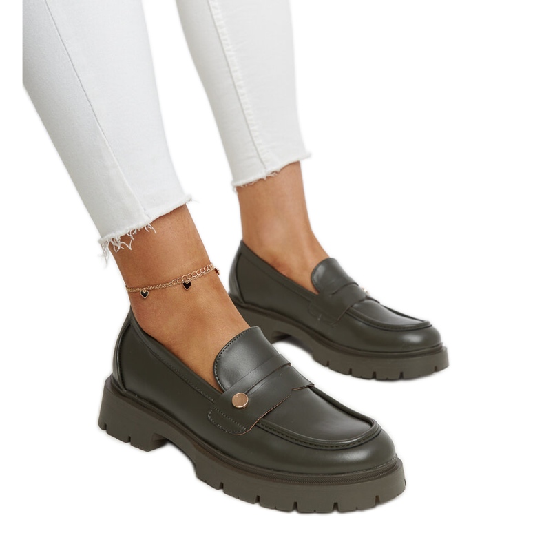 Mocasini din piele ecologica verde inchis Mladenka Mocasini din piele ecologica verde inchis Mladenka