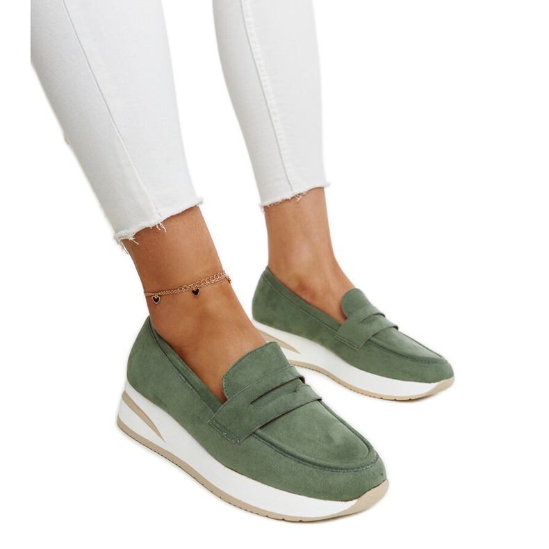 Pantofi sport Venla din piele intoarsa verde