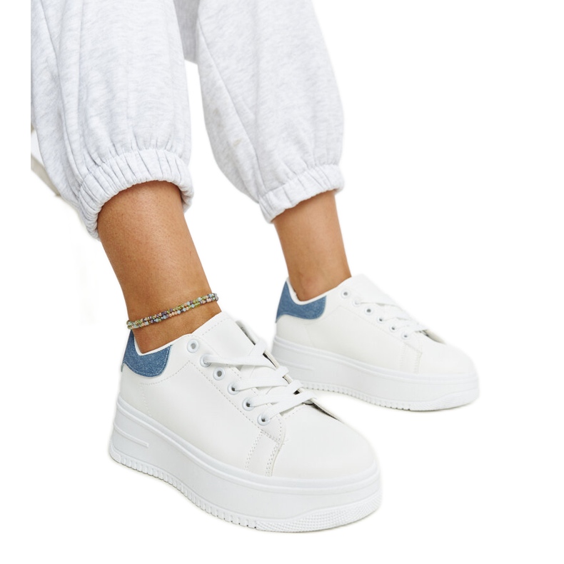 Pantofi sport albi cu platforma Ottavia