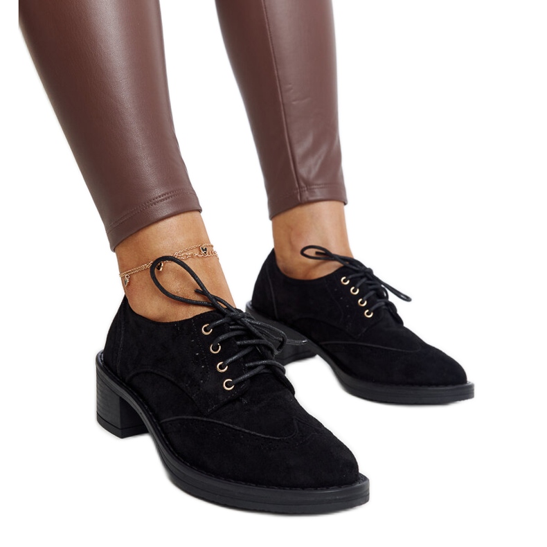 Pantofi cu toc Tigard din piele intoarsa neagra negru