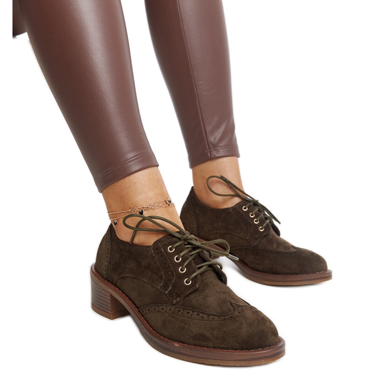 Pantofi cu toc inalt din piele intoarsa verde de la Tigard