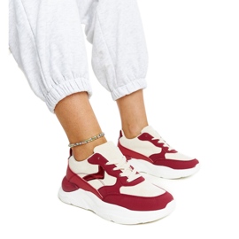 Adidași bej și roșu pe platforma Nereida roşu