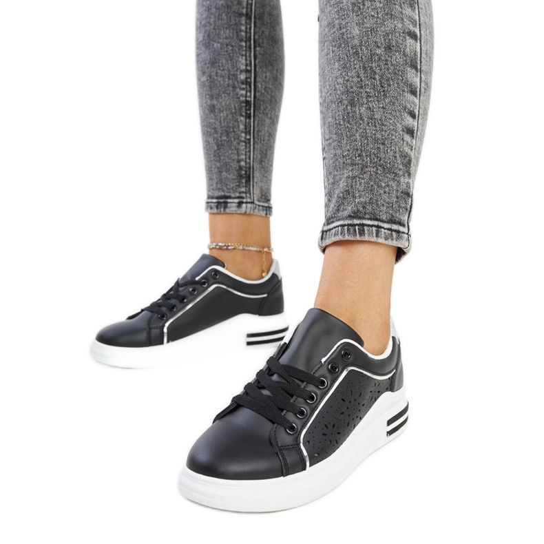 Tenisi negri ajurati cu sclipici Zorka negru Tenisi negri ajurati cu sclipici Zorka negru