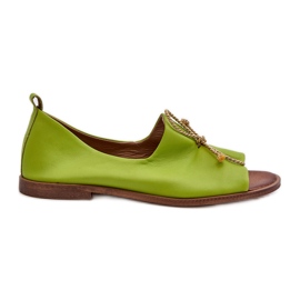 Balerini din piele Zazoo 2660, lime verde