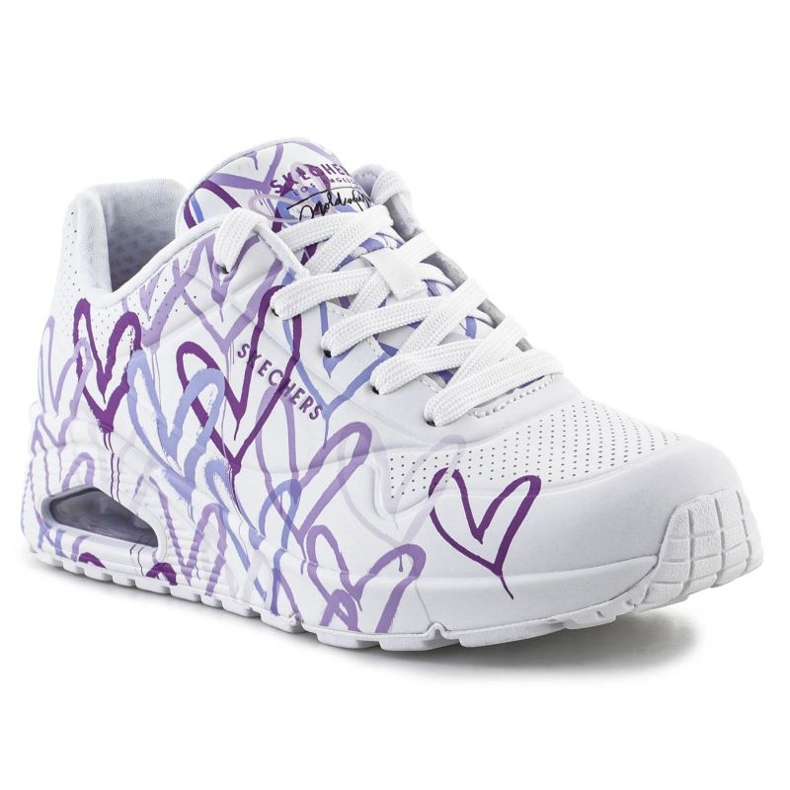 Pantofi Skechers JGoldcrown Uno Lite - Spread the Love W 155507-WLPR alb