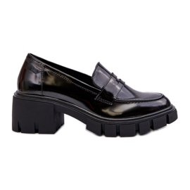 Mocasini de damă cu tocuri masive Big Star NN274055 negru