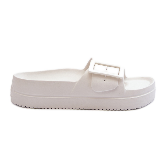 Flip-flops de damă cu spumă pe platformă cu cataramă Big Star NN274A661 alb
