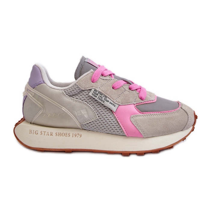 Pantofi de damă cu sistem de spumă cu memorie Big Star Platform NN274680 gri-roz