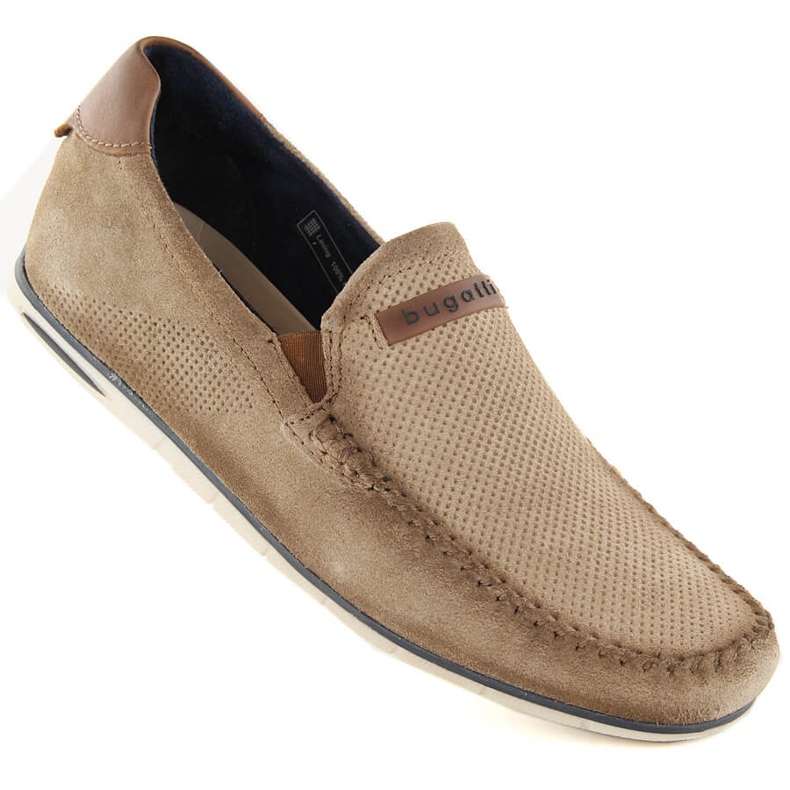 Pantofi piele piele intoarsa mocasini confortabili barbati bej Bugatti NN153433
