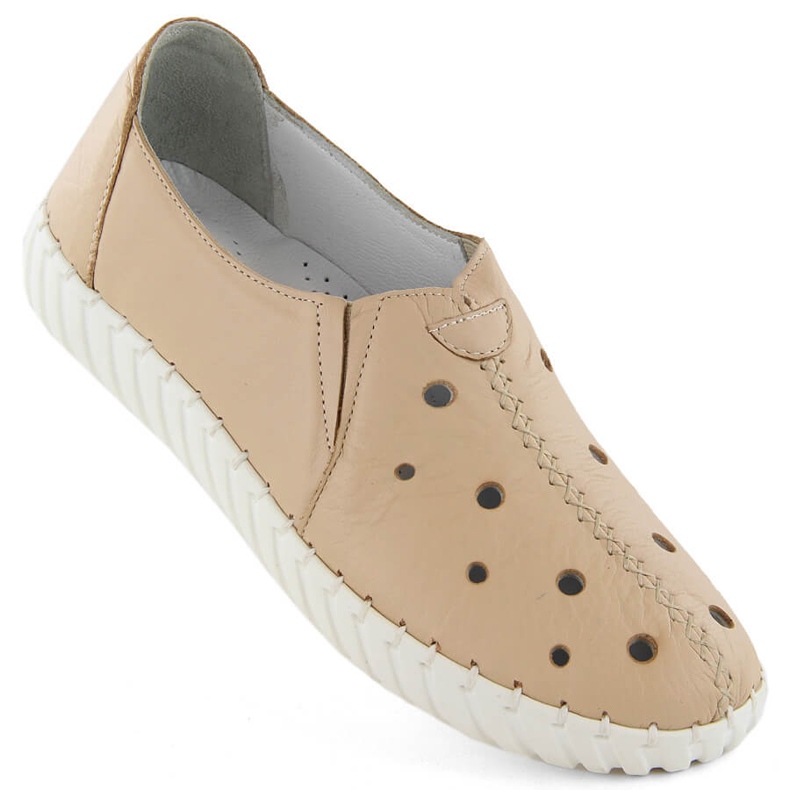 Pantofi slip-on de damă din piele, bej Artiker 54C0561
