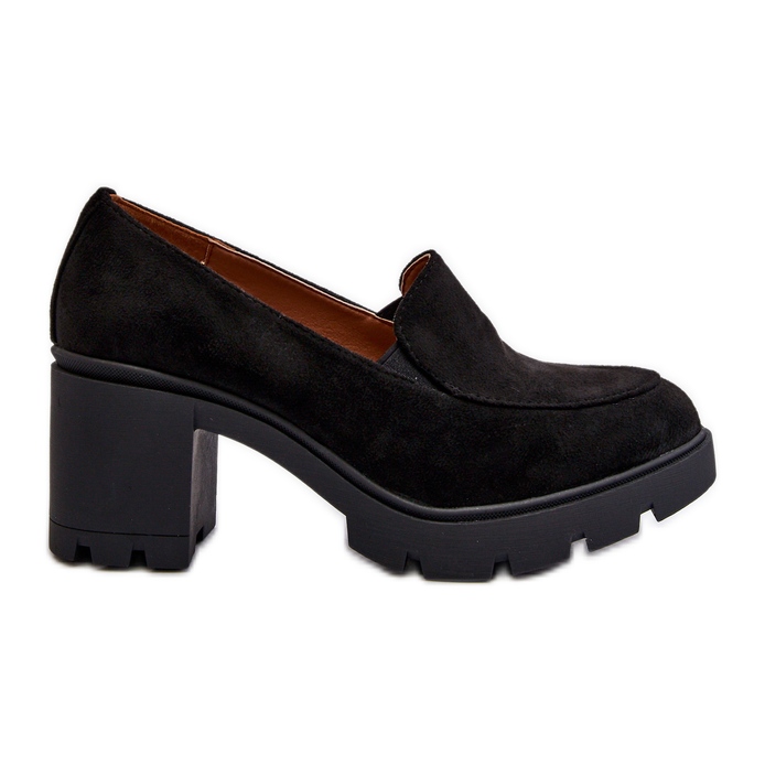 Pantofi de dama din piele intoarsa ecologica cu toc inalt si platforma, Arablosa neagra negru