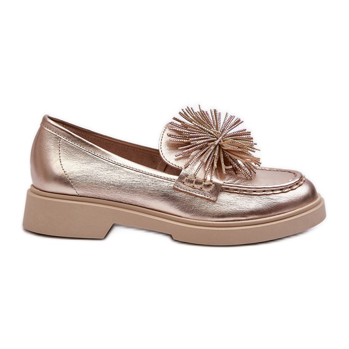 Mocasini din piele de damă CheBello 4383 Gold de aur