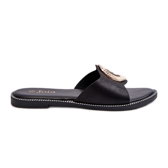 Șlapi damă cu decor, Black Cilima negru