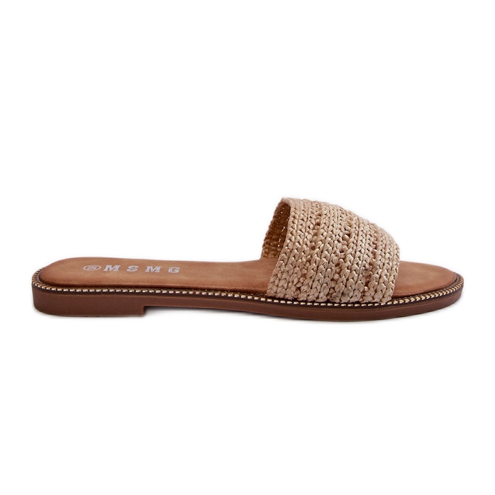 Flip-flops de damă Beige Radians cu tocuri plate împletite bej Flip-flops de damă Beige Radians cu tocuri plate împletite bej