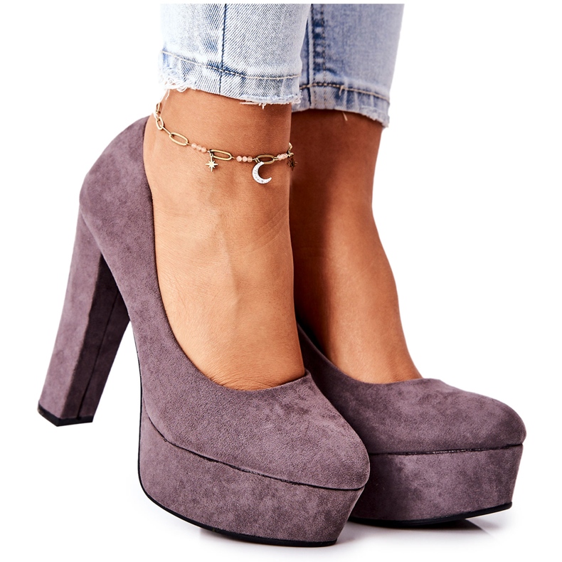 Sweet Shoes Pompe de femei din piele de căprioară pe platforma gri