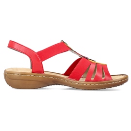Sandale confortabile pentru damă, cu benzi elastice, roșii, Rieker 60804-33 roșu Sandale confortabile pentru damă, cu benzi elastice, roșii, Rieker 60804-33 roșu
