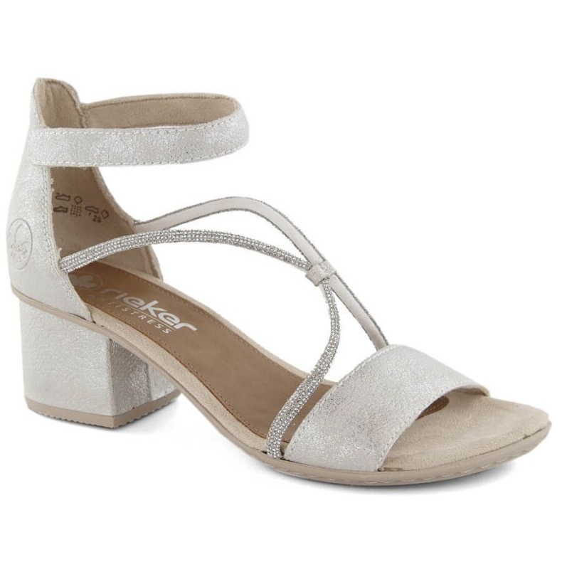 Sandale confortabile cu toc Rieker W RKR689, argintii