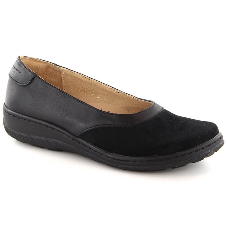 Pantofi confortabili de damă din piele, negri Helios 426.0001.011 negru