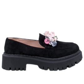 Mocasini cu platforma cu pietre de Stefani Black negru Mocasini cu platforma cu pietre de Stefani Black negru