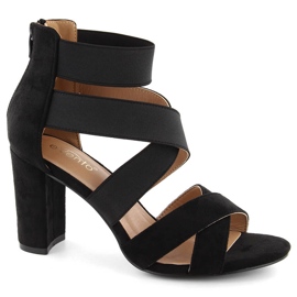 Sandale de dama cu toc inalt cu benzi elastice, negre eVento 6964 negru Sandale de dama cu toc inalt cu benzi elastice, negre eVento 6964 negru