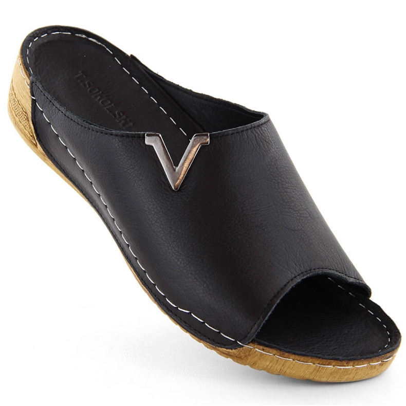 Slapi de damă din piele neagră T.Sokolski L211 negru