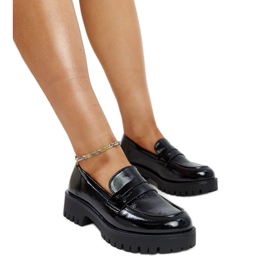 Mocasini din piele neagra negru
