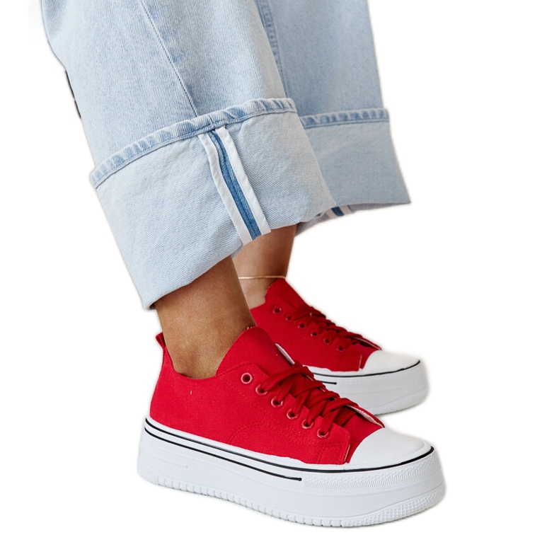 Adidași roșii Bahira cu talpă groasă roșu