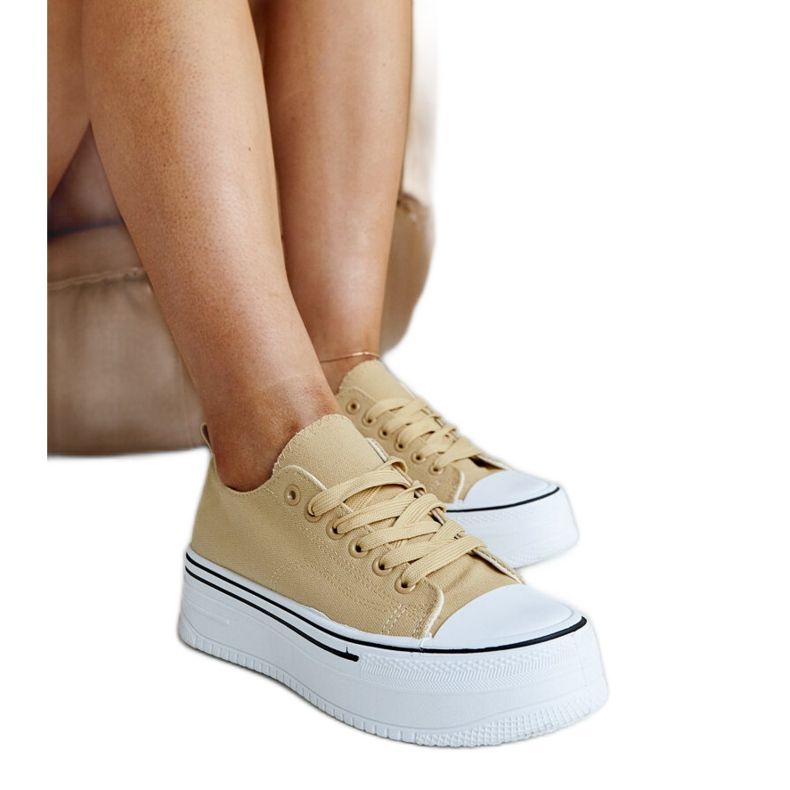 Adidași bej închis cu talpă Bahira groasă