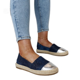 Espadrile Surana stralucitoare bleumarin si argintiu albastru