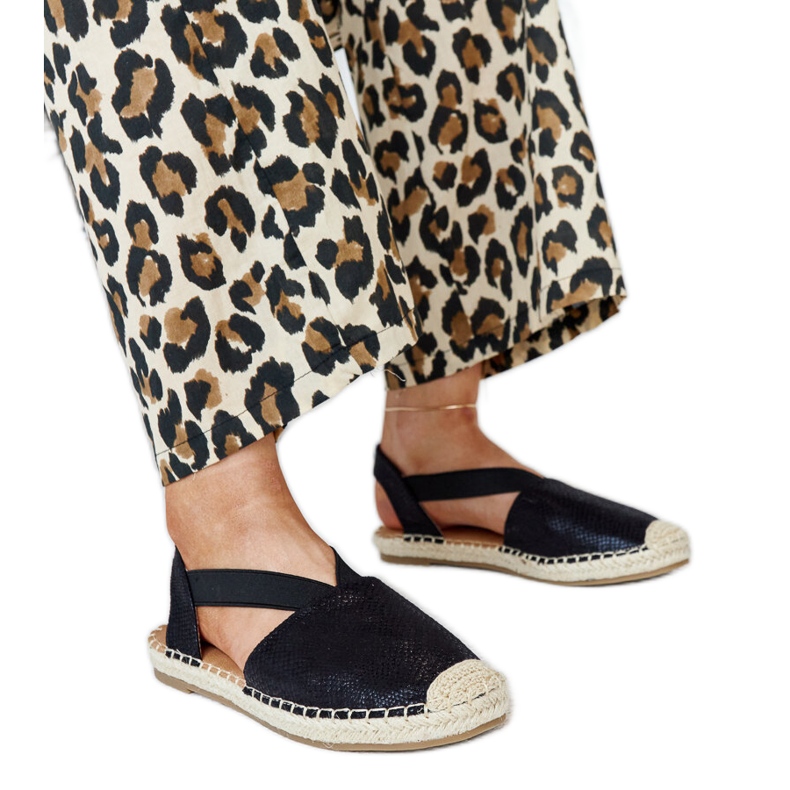 Espadrile negre cu toc deschis Tharna negru