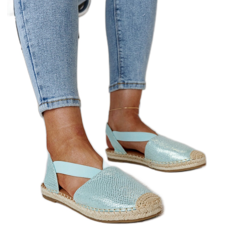 Espadrile verde deschis cu toc deschis Tharna