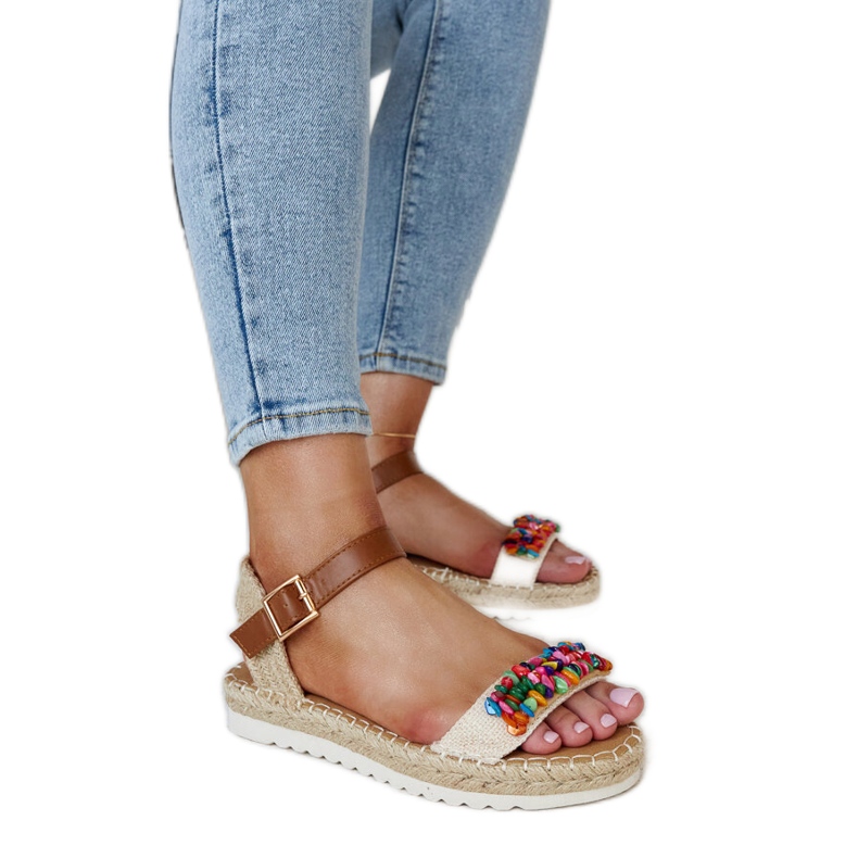 Sandale bej cu pietre Galatine colorate