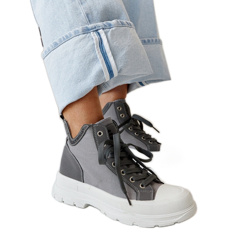 Adidasi Nura inalti gri cu crestaturi