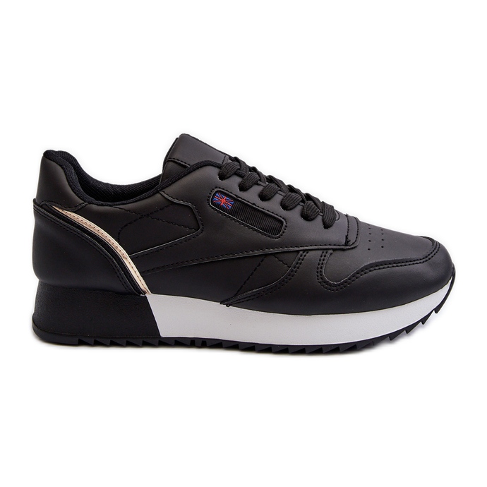 Pantofi sport din piele cu platformă cu șireturi negri Merida negru