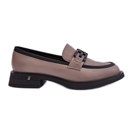 Vinceza Mocasini eleganti din piele de dama, Triana Bej Inchis gri