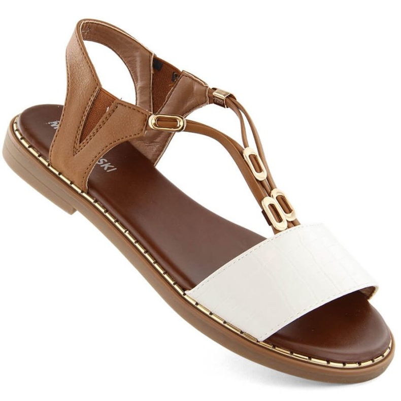 Sandale cu slip-on M.Daszyński W SAN39, albe și maro