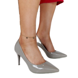 Stilete gri lacuite cu inserție din piele Alsacea Stilete gri lacuite cu inserție din piele Alsacea