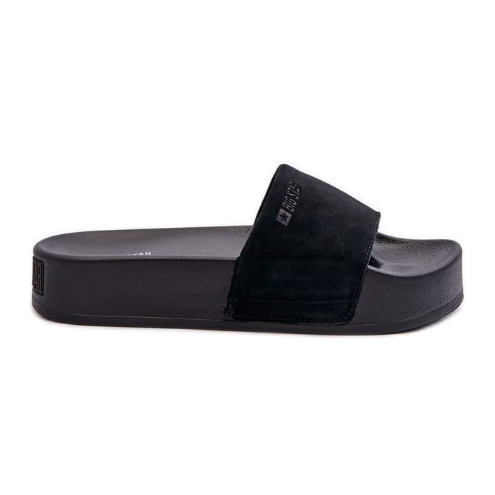 Flip-flops de damă cu platformă din piele intoarsa Big Star NN274A670 Negru