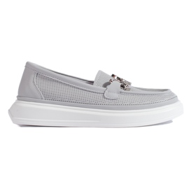 Goodin Mocasini de dama ajurati gri