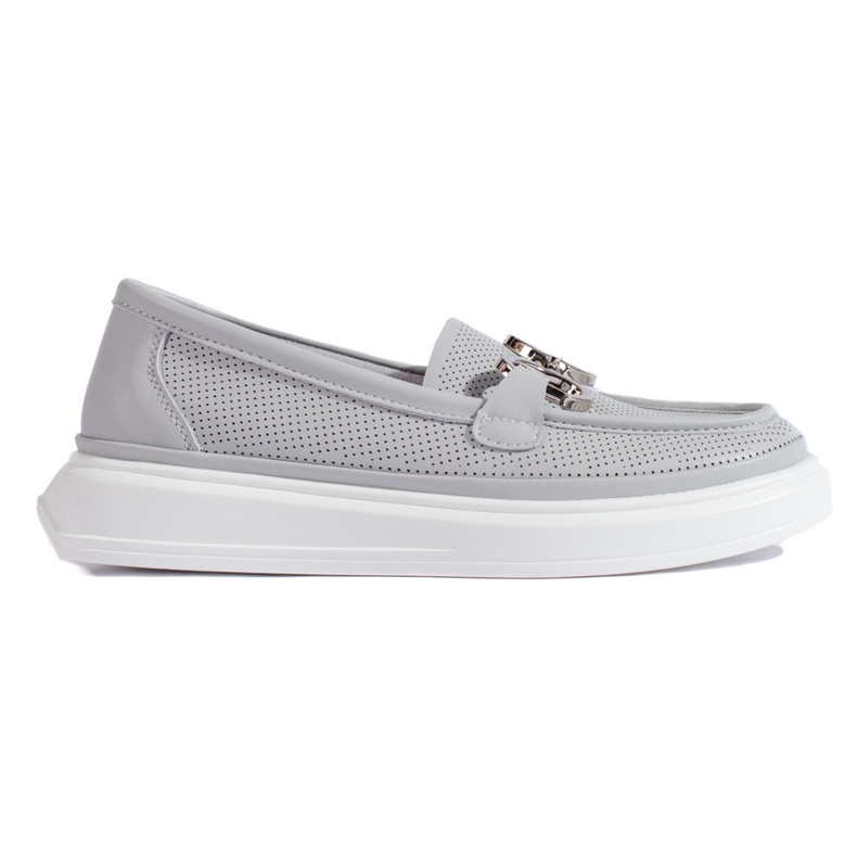 Goodin Mocasini de dama ajurati gri