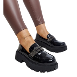 Mocasini negri decorati cu zirconi Leceta negru Mocasini negri decorati cu zirconi Leceta negru