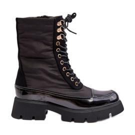 Cizme de muncitor izolate cu toc plat, Saranema neagra negru Cizme de muncitor izolate cu toc plat, Saranema neagra negru