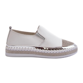 S.Barski Pantofi de piele de damă pe platformă albă D&amp;A LR370