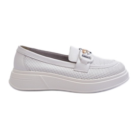 Mocasini Dama Piele Pe Platforma Alb S.Barski LR720